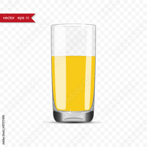 Full glass of juice cup with shadow