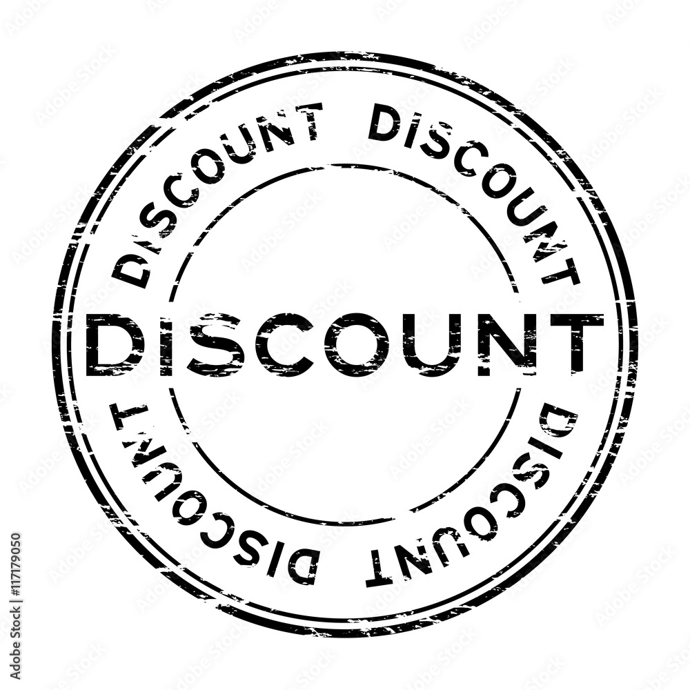Grunge black round discount stamp on white background