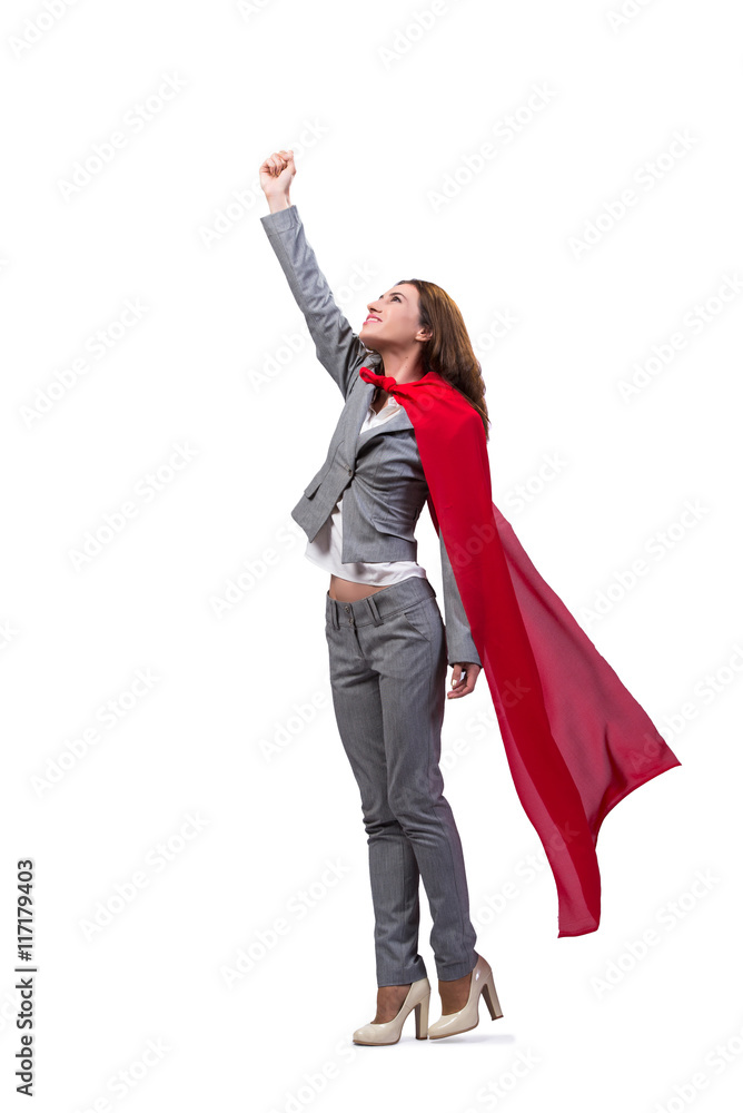 Young superwoman isolated on white Young superwoman isolated on white