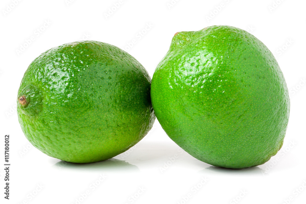 two lime isolated on white background close up two lime isolated on white background close up