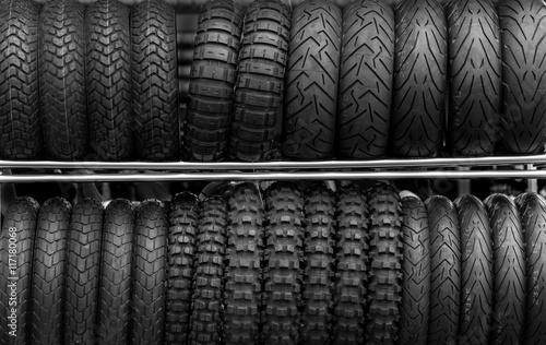 Motorcycle tires on rack store