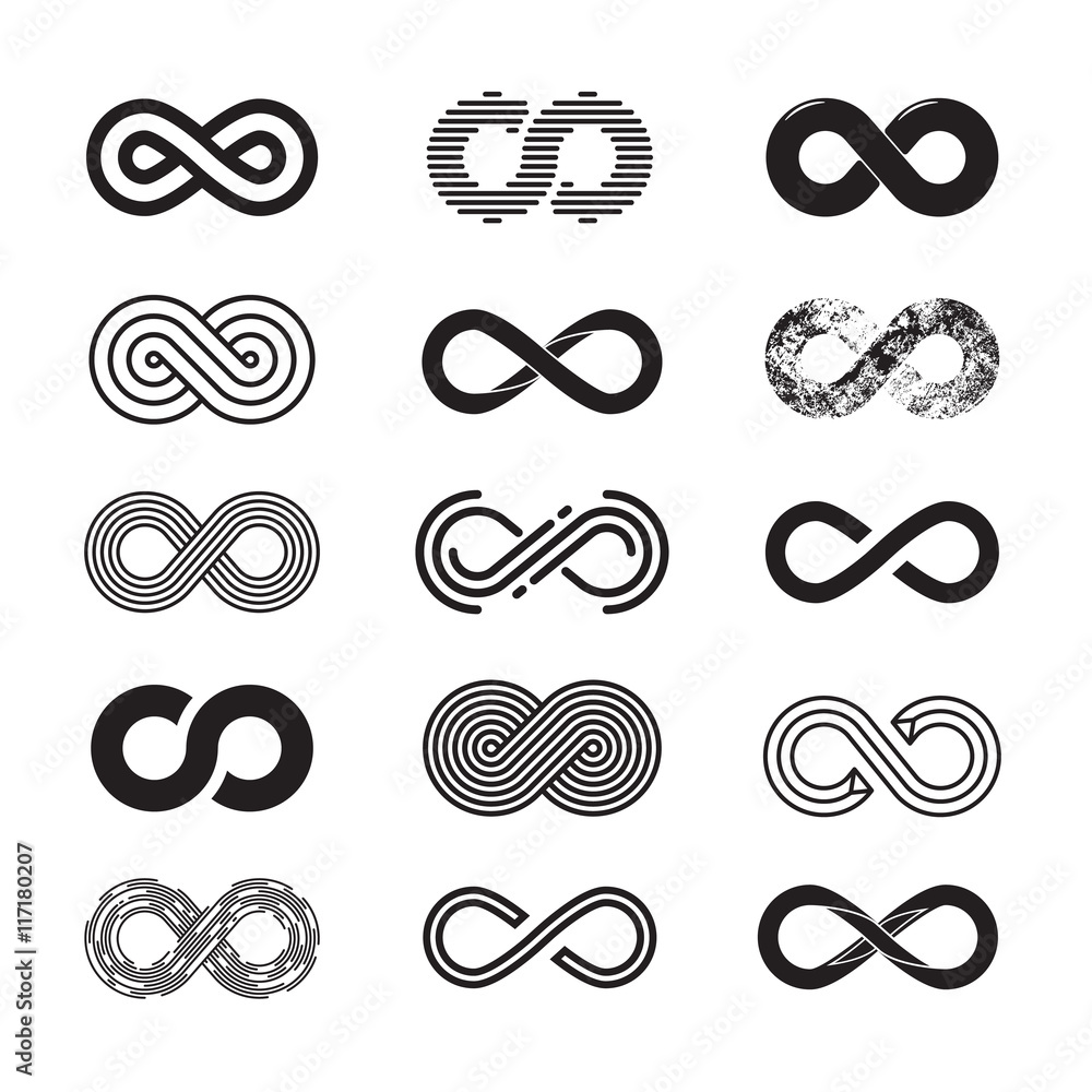 Infinity symbol, vector set. Isolated on white background. EPS 10 Infinity symbol, vector set. Isolated on white background. EPS 10