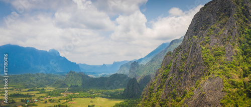 Top view on Pha Ngern Mountain at Vang Vieng, Laos
