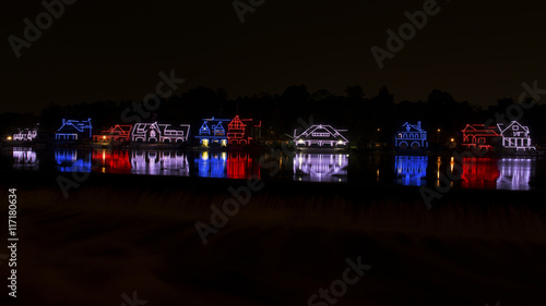 Fényképezés Historic Boathouse Row Philadelphia PA Nightime