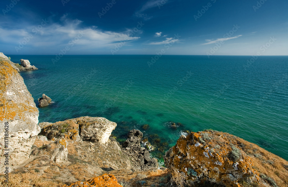 stone cliffs on the coast