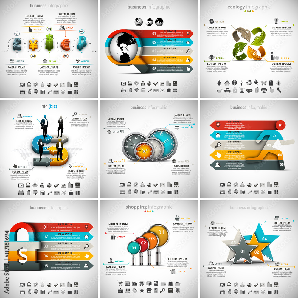 Obraz premium 9 in 1 Infographics Bundle