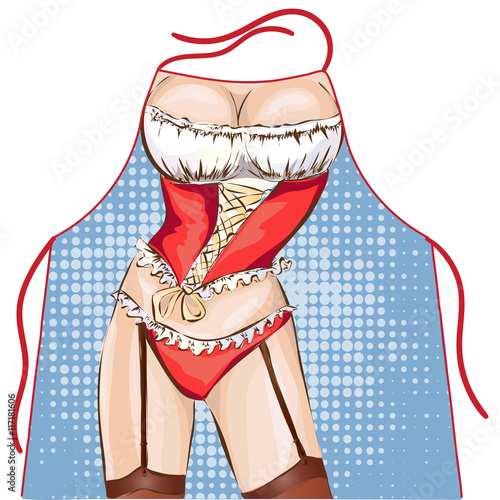 Funny Kitchen Apron with Pin-Up Sexy Bikini Girl