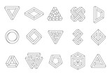 Set of impossible shapes. Web design elements. Line design, un-expanded strokes. Vector illustration EPS 10