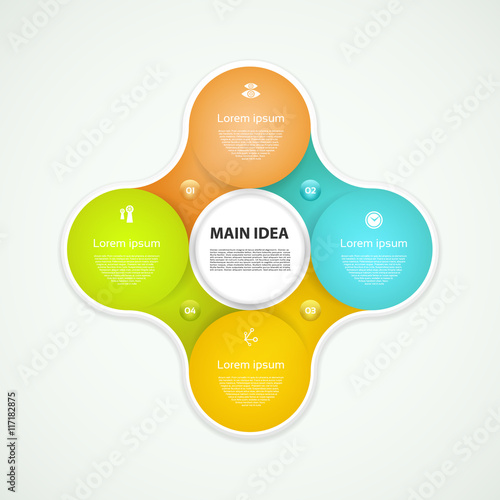 Infographic Template for Business. four  steps cycling diagrams. Vector Illustration.