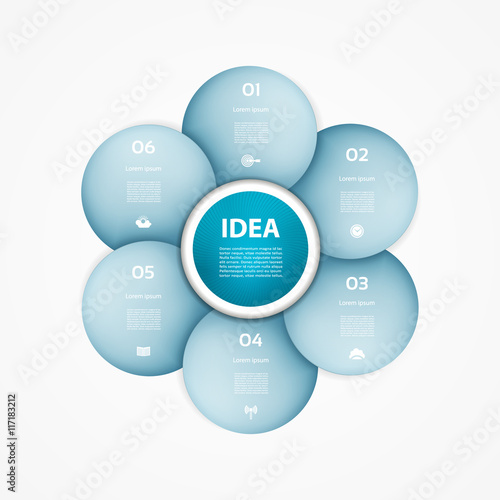 Vector circle infographic. Template for diagram, graph, presentation and chart. Business concept with 6 cyclic options, parts, steps or processes. Abstract background.