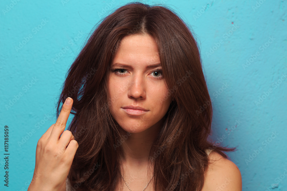 Obraz premium pretty young white girl with different emotion. emotional card.