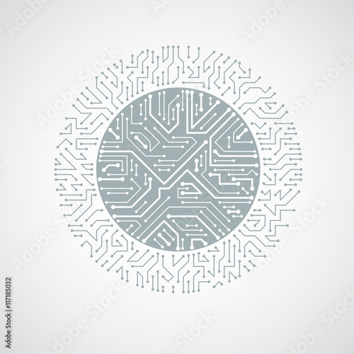 Futuristic cybernetic scheme, vector motherboard black and white