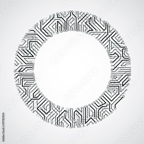 Round circuit board with electronic components of technology dev