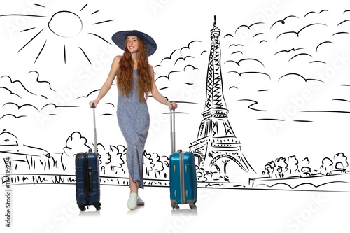 Photography Young woman travelling to Paris