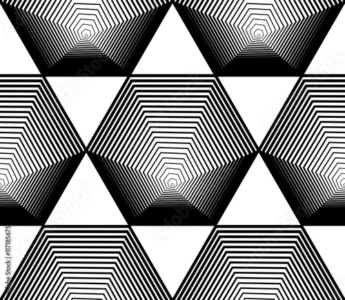 Black and white illusive abstract seamless pattern with geometri © Sylverarts