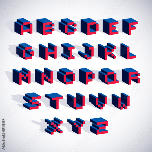 Vector font, typescript created in 8 bit style. Pixel art contem