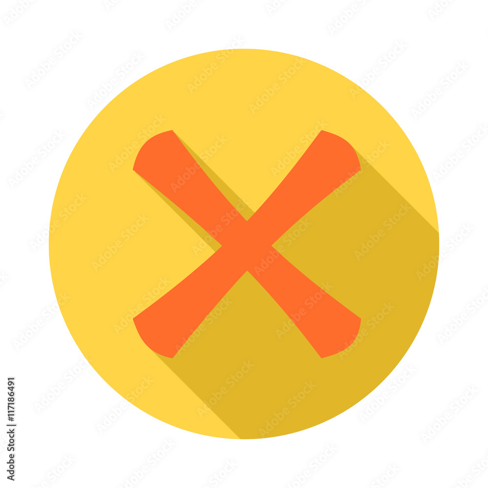 Obraz premium Cross icon in flat style with long shadow. Click and choice symbol