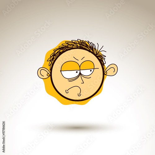 Vector hand drawn cartoon depressed boy. Web avatar theme graphi