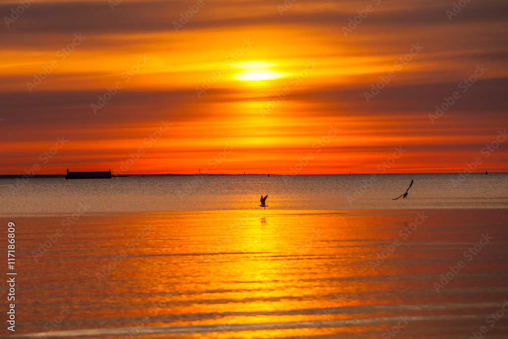 sunset at Baltic sea