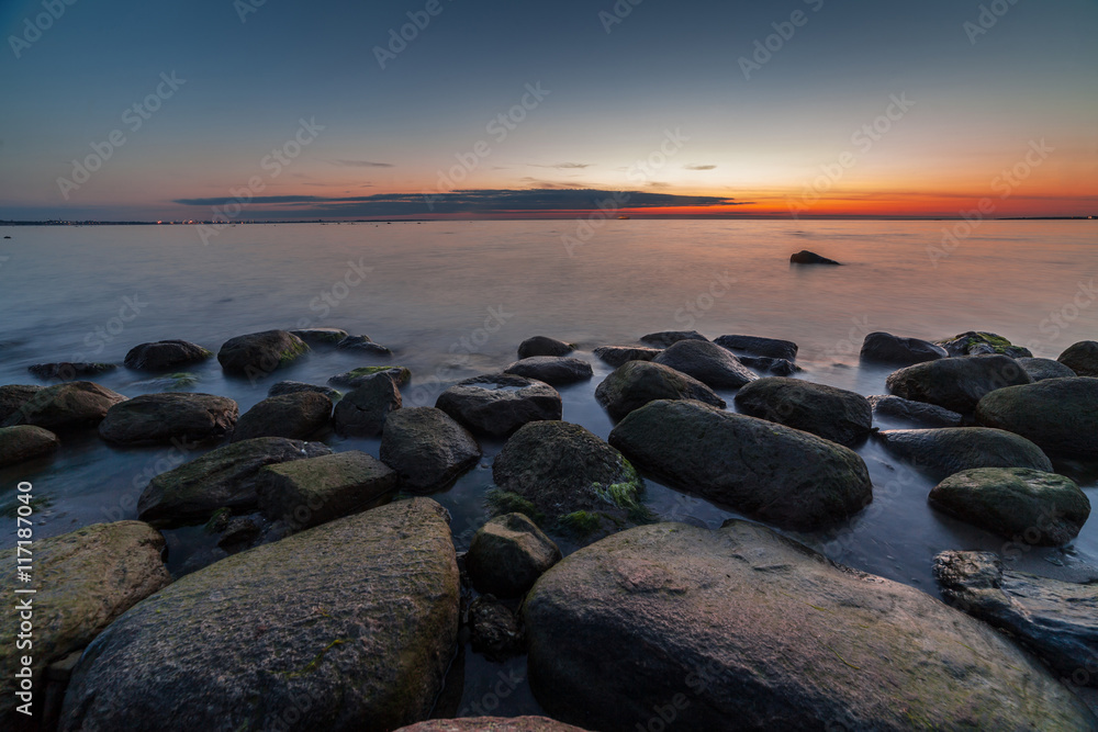 Calm Baltic sea seascape with rocks