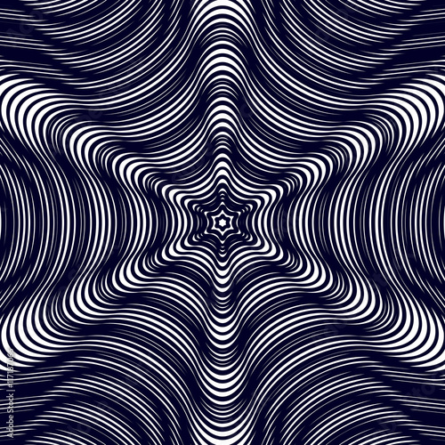 Moire pattern  monochrome vector background with trance effect.