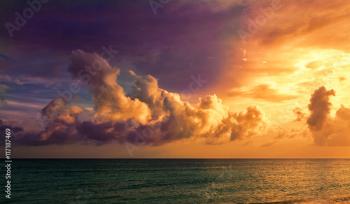 Sunset over the Caribbean sea.