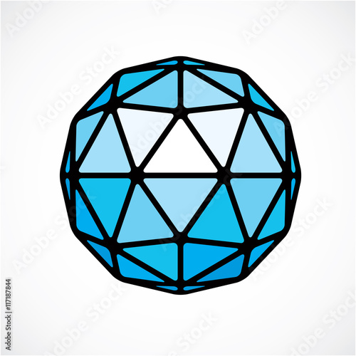 3d form made with black lines, futuristic origami abstract model