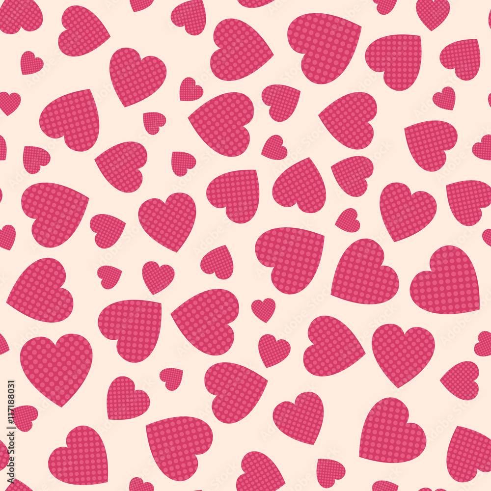Seamless pattern with applique hearts Seamless pattern with applique hearts