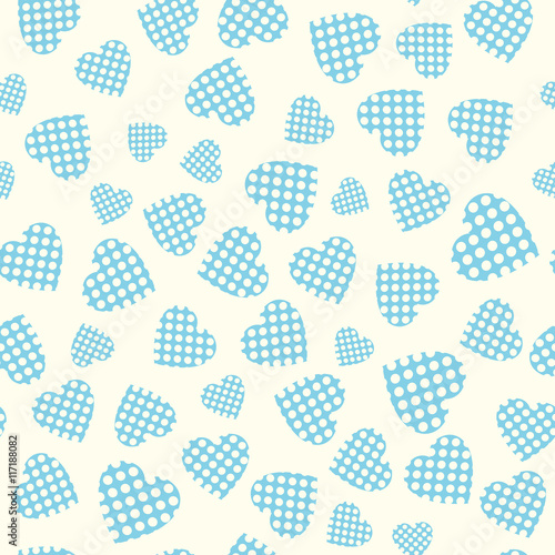 Seamless pattern with applique hearts