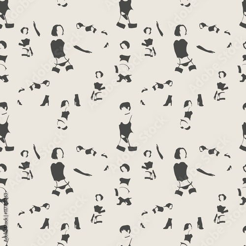 Sexy woman silhouettes, underwear fashion. Woman underwear. Seamless pattern