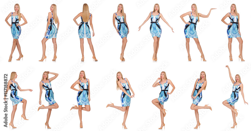 Composite photo of woman in various poses Composite photo of woman in various poses