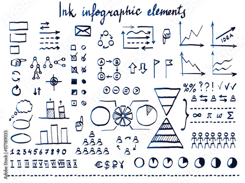 Large set of infographic elements and doodles