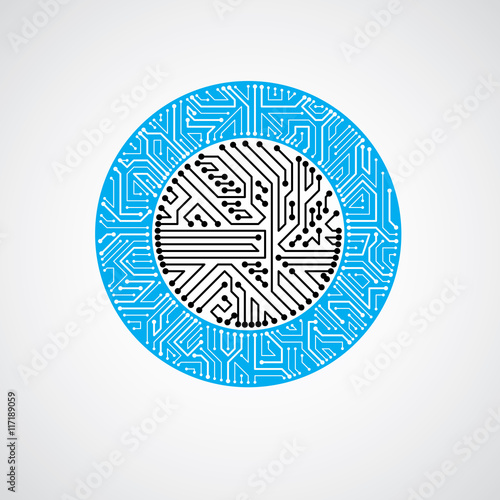 Round circuit board with electronic components of technology dev