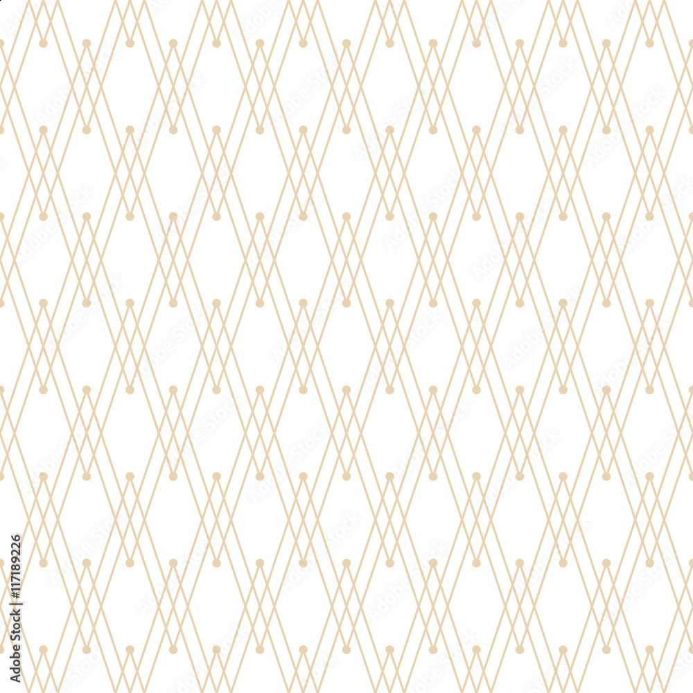 Fototapeta premium Seamless texture for websites and brochures.Modern zigzag pattern, repeating geometric background with linear grid.Endless abstract ornament.Monochrome beige and white palette.Chevron with thin lines.