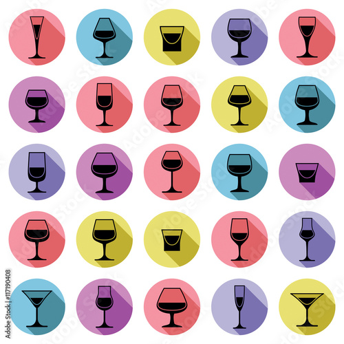 Classic vector goblets collection, martini, wineglass, cognac an
