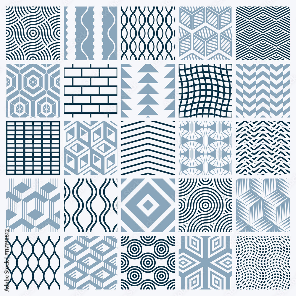 Graphic ornamental tiles collection, set of monochrome vector re Graphic ornamental tiles collection, set of monochrome vector re