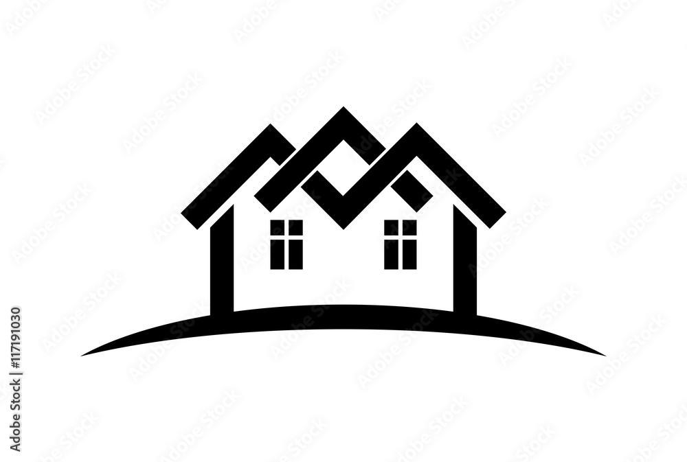 Abstract vector houses with horizon line. Can be used in adverti