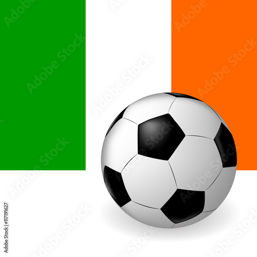 the ball and flag of Ireland