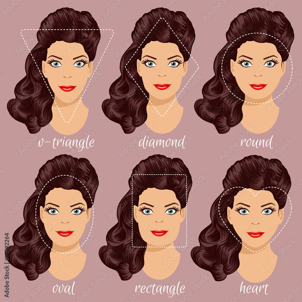 Set of different woman face shapes. 2 Set of different woman face shapes. 2