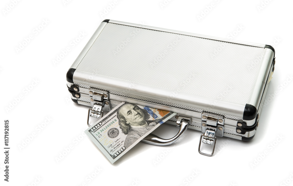 Silver case with dollars Silver case with dollars
