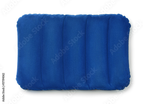 Top viewe of blue inflatable pillow