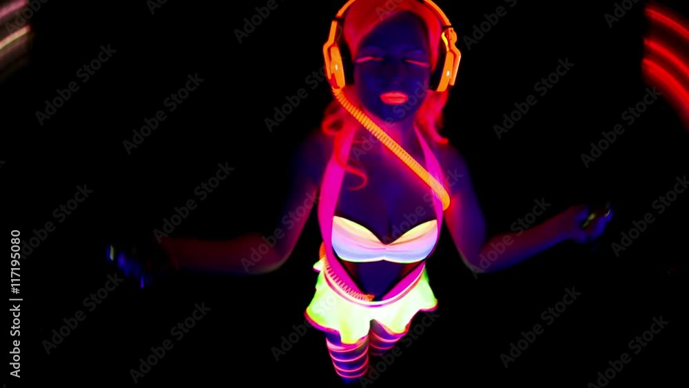 disco gogo dancer in glow UV costume disco gogo dancer in glow UV costume