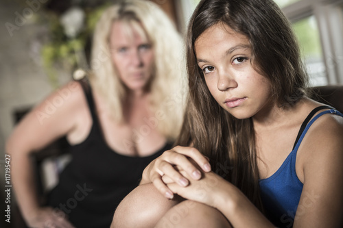 Sad Teen on sofa have some bad moment at home