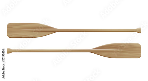Fotografiet Two wooden paddles. Sport oars.