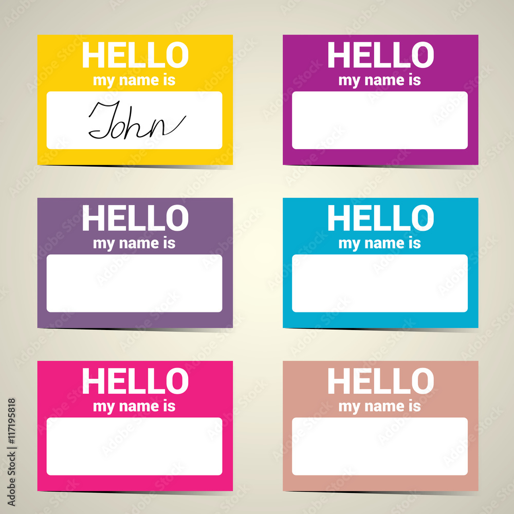 Obraz premium Hello My Name Is. Name Tag Set.