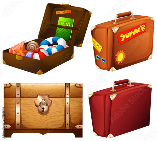 Set of different suitcases