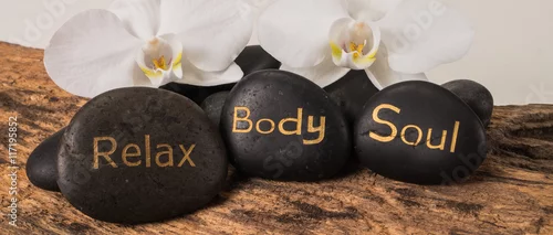 Obraz  z motywem hot stone relex body soul lava stone