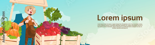 Farm Market Organic Eco Fruits Vegetables Grocery