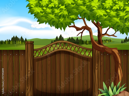 Wooden fence in the garden