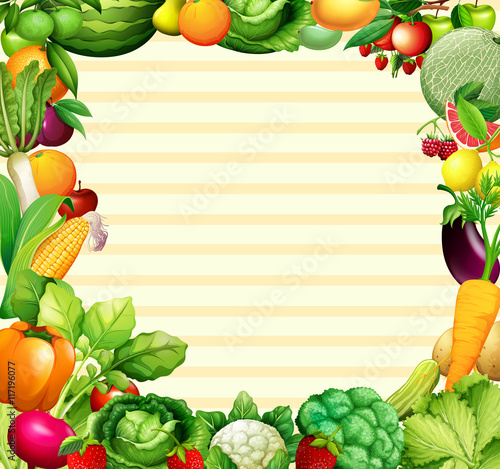 Frame design with vegetables and fruits